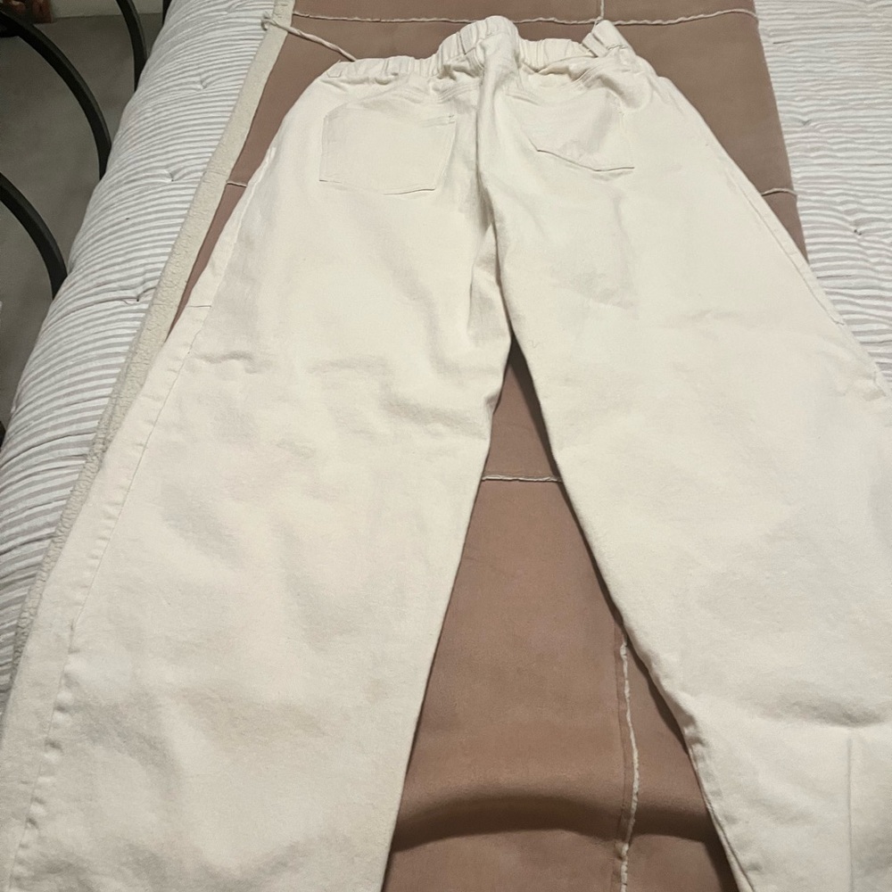Cream Drawstring Pants - Picture 2 of 3